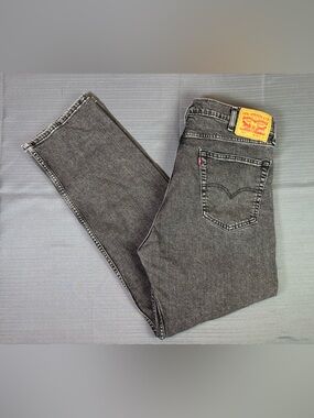Levi’s 505 Jeans Mens 38x32 Black Grey Wash Regular Fit Straight Leg Denim